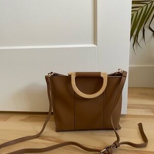 Madison West satchel convertible bag - brown vegan leather